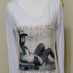 Love  Fashion t-shirt, Longsleeve White print casu very lightweight